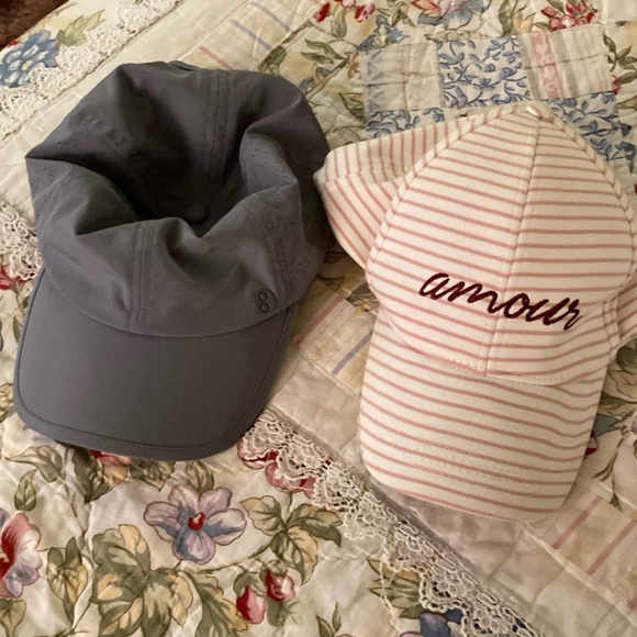 Layer 8 Accessories - (2) Gray/Pink Striped Baseball Caps